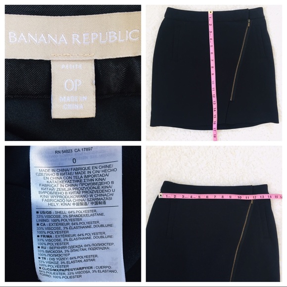 BANANA REPUBLIC Black Skirt Asymmetrical Zipper Size 0 - Picture 5 of 7